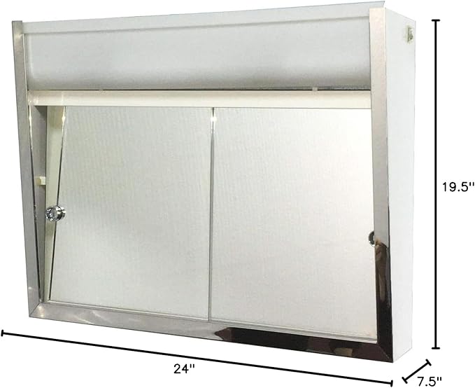 Ketcham SDL-2419-24" W x 19" H Sliding Door Series Surface Mounted Polished Edge Mirror Door Medicine Cabinet