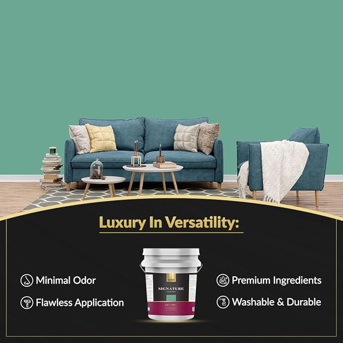EVOLVE Signature Paint & Primer: Luxury Paint & Primer for Indoor & Outdoor Surfaces, Minimal Odor, Eggshell Sheen (Mint Green, 5 Gallon)