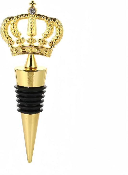 Decorative Crown Wine Stopper,Cool Wine Bottle Stoppers for Glass Bottles,Crystal Bottle Stopper Fits Standard Bottles,Fancy Decors Wine Tools (Golden Crown)