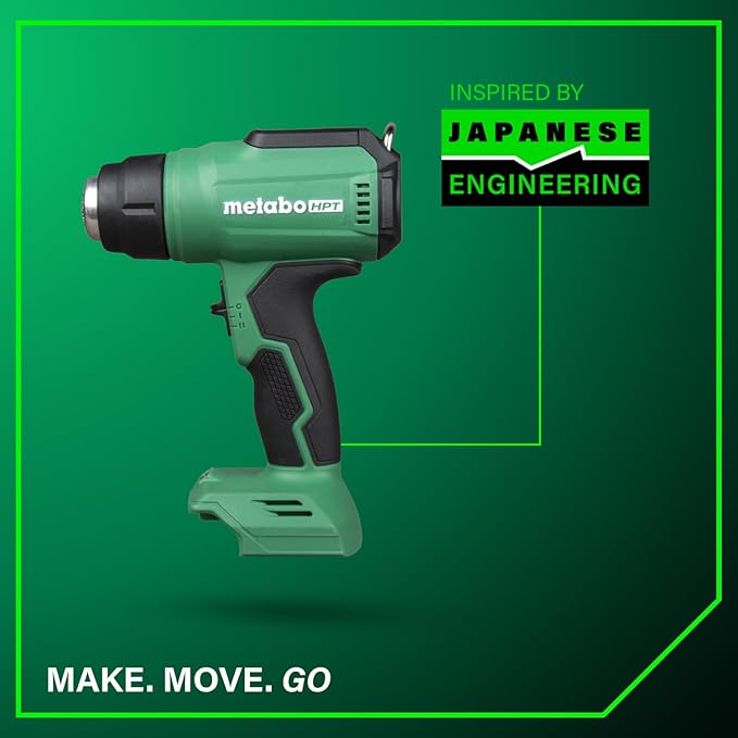 Metabo HPT 18V MultiVolt Cordless Heat Gun, Adjustable Heat Settings, Illuminated LCD Display, Compact and Lightweight, Ergonomic Design, Pro Tool Innovation Award Winner, RH18DAQ4