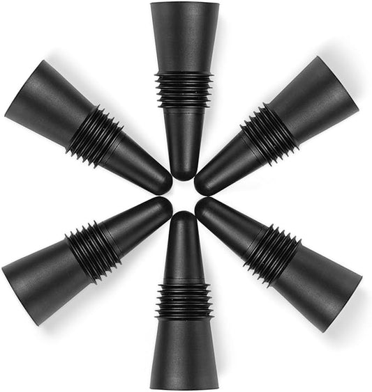 6 PCS Black Silicone Wine Stoppers with Threaded Seal Ring and Stainless Top - Suitable for Wine and Beverage Bottles - Keeping Wine or Beverage Fresh…