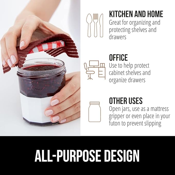 Gorilla Grip powerGRIP Drawer Shelf and Cabinet Liner, Thick Strong Hold, Non-Adhesive Liners Protect Kitchen Cabinets and Cupboard, Bathroom Drawers, Easy Install, Breathable Mat, 17.5" x10', Red