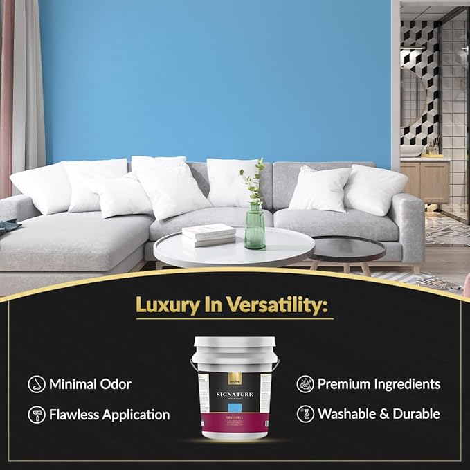 EVOLVE Signature Paint & Primer: Luxury Paint & Primer for Indoor & Outdoor Surfaces, Minimal Odor, Eggshell Sheen (Bimmer Blue, 5 Gallon)