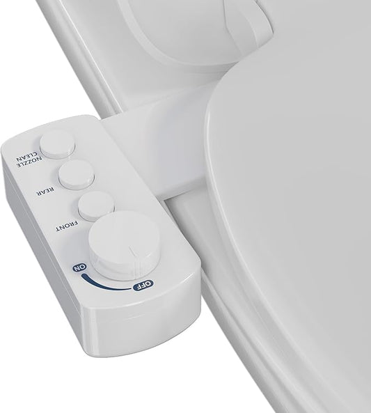 Fresh Water Bidet with Self-cleaning Dual Nozzles for Rear And Feminine Washing, Non-Electric Bidet Toilet Attachment, with Waterproof Cover to Prevent Leaking, Adjustable Water Pressure