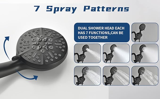 3 Handles Shower Faucet Set with Tub Spout Bathtub Shower Faucet Combo Set Shower Systems Complete Tub and Shower Trim Kit Matte Black…