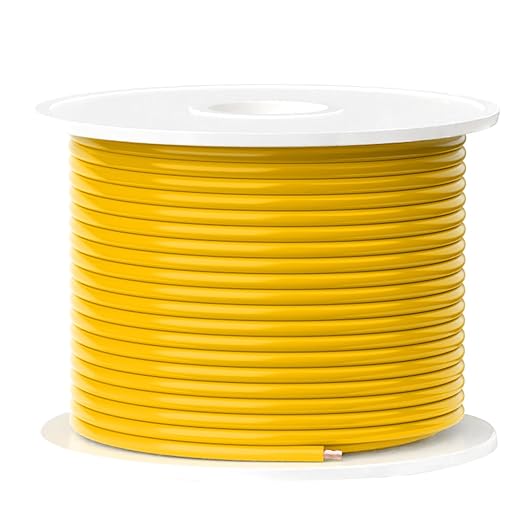 TOPDC 18 Gauge Electrical Wire, 50FT Automotive Wire Combo, Copper Clad Aluminium, Hook up Wire Kit Yellow for Car Audio,Automotive Wiring,LED Lighting,etc