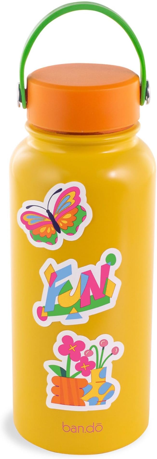 ban.do Large Water Bottle with Waterproof Sticker Pack, Stainless Steel Double Wall Tumbler, 33 Oz Insulated Metal Water Bottle (Love the Journey)