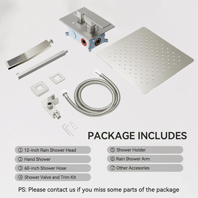Shower Faucet Set Brushed Nickel Shower System, Starbath Rain Shower Head and Handheld Spray Shower Set Complete Wall Mounted,2 Way Pressure Balance Shower Valve and Trim Kit Included