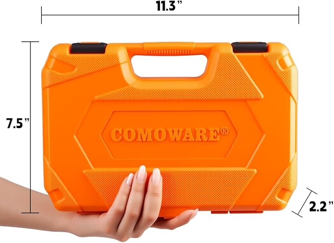 COMOWARE 83pcs 1/4” Drive Socket Set, 5/32”-9/16” SAE, 4-15mm Metric, CR-V Mechanic Tool Set, 72T Ratchet Wrench, Socket Wrench Sets with Adapter, Ratchet Sets for Auto Repairing & Home Use