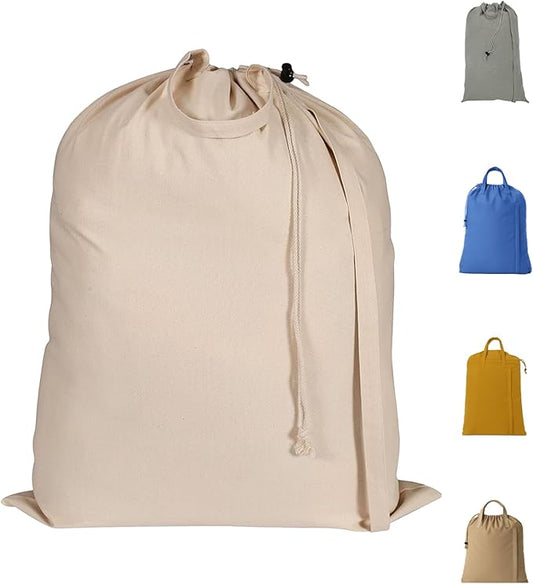 LFH Home Cotton Canvas Extra Large Laundry Bag with Handle, Heavy Duty Drawstring Closure Washable Laundry Bags School Travel, Home, Hotel, College Dorm, Organizer Sack, 28x36-Natural Thanks Giving