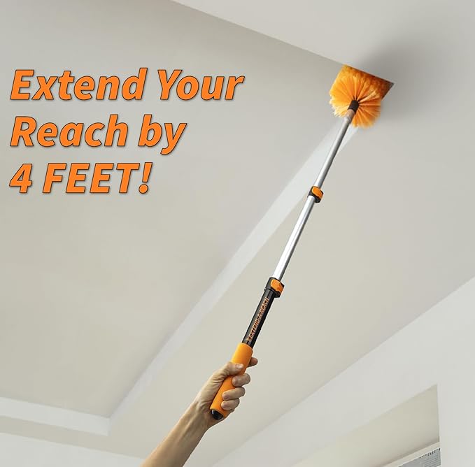 1.5-3 ft Long Paint Roller Extension Pole // Multi-Purpose Telescopic Extension Pole with Universal Twist-on Metal Tip // Lightweight & Sturdy Extendable Pole for Painting Dusting and Window Cleaning