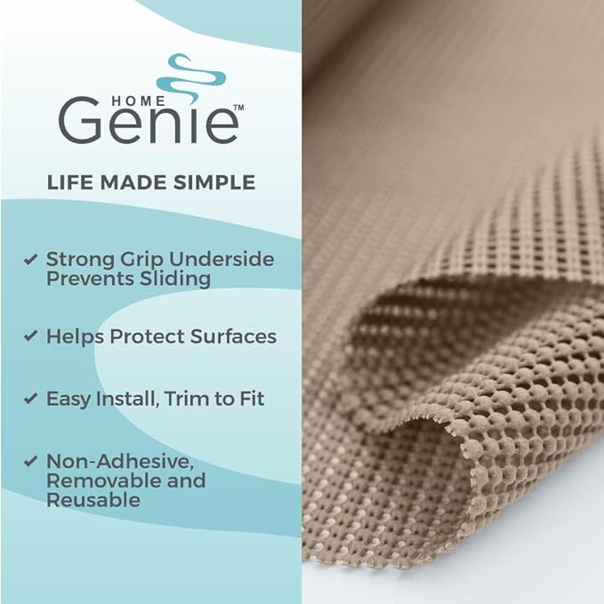 HOME GENIE Drawer Shelf and Cabinet Liner, Durable with Strong Grip, 20 Inch x 20 FT, Non Adhesive Liners Protect Kitchen Cabinets and Cupboard, Bathroom Drawers and Shelves, Desks, Light Taupe