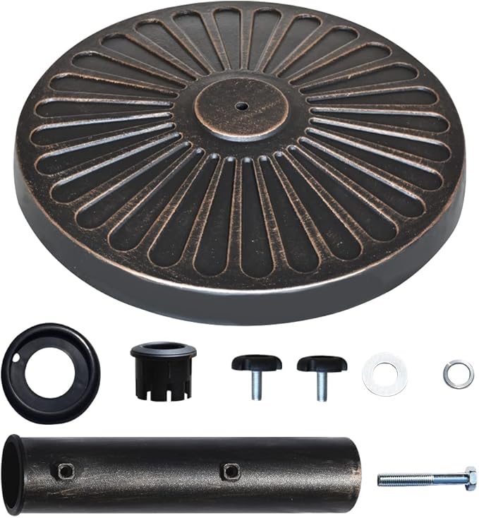 EliteShade USA Umbrella Base Stand Market Patio Outdoor Heavy Duty Umbrella Holder with Concave Radial Pattern,Bronze