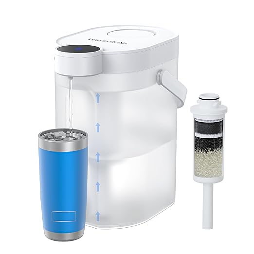 Waterdrop FreshTaste Electric Water Filter Pitcher, Dispenser, Water Purifier for Fridge, Reduce Chlorine, Lead, Copper, Replaces 1,800 Plastic Water Bottles a Year, 17-Cup, White, Does not Lower TDS