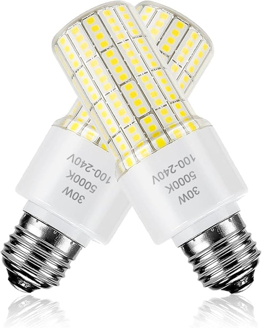 2 Pack Led Light Bulb Equivalent 250w Led bulbs 3750 Lumen 5000K Cool Daylight White 30W Waterproof Led Corn Light bulb E26/E27 Medium Base light bulb for Outdoor Indoor Garage Workshop Backyard
