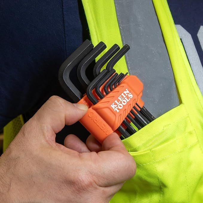 Klein Tools BLS22 22-Piece Long Ball-End Hex Key Wrench Set, SAE and Metric, Heat-Treated, L-Style, 1/16-Inch to 3/8-Inch and 1.5mm to 10mm