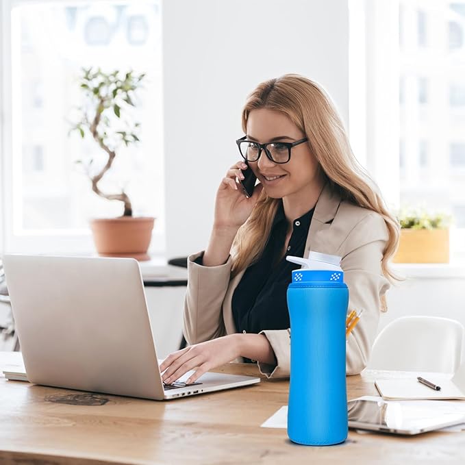 Sleeve Compatible with Cir-kul Water Bottle - 2 Pcs Water Bottle Sleeve Compatible with Cir-kul 22oz & Stainless Steel Bottle - Neoprene Insulated Water Bottle Cover for Retaining Temperature, Blue