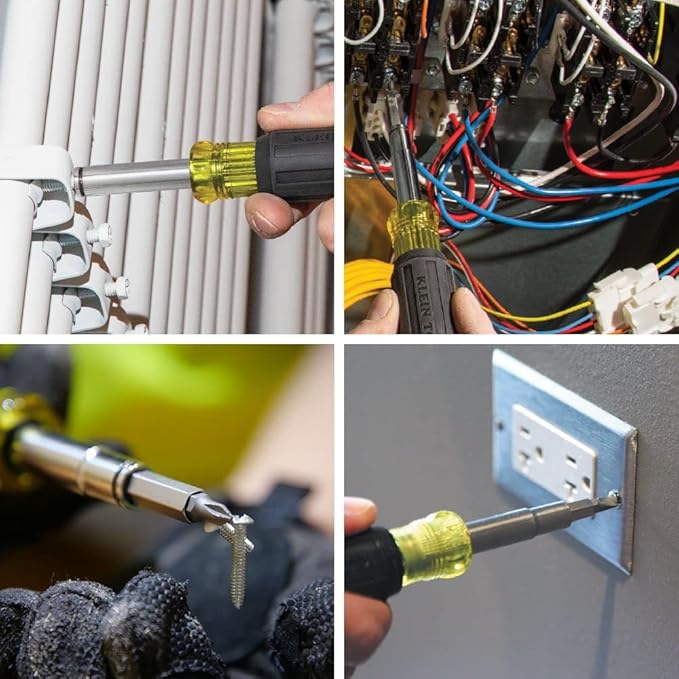 Klein Tools Magnetic 11-in-1 Multi-Tool Screwdriver With 8 Bits and Impact 7-in-1 Flip Socket Set With 6 Sizes