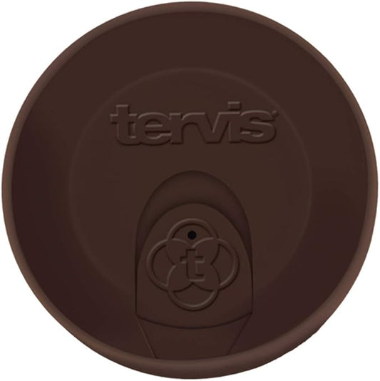 Tervis Travel Lid Made in USA Double Walled Insulated Tumbler Travel Cup Keeps Drinks Cold & Hot, Fits 24oz Tumblers & 16oz Mugs, Brown
