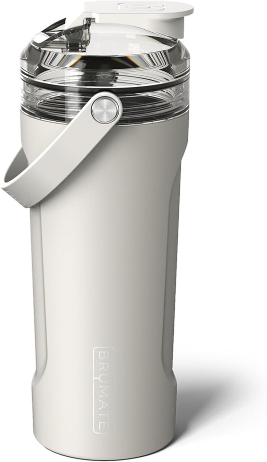 BrüMate MultiShaker Blender Shaker Bottle | 100% Leakproof Insulated Stainless Steel Shaker Bottle | Protein Shaker Bottle, and Pre Workout Bottle for the Gym | 26oz (Dune)