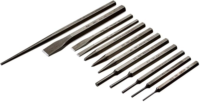 Mayhew Tools Select 61040 Punch and Chisel Set, 12-Piece, black, one size