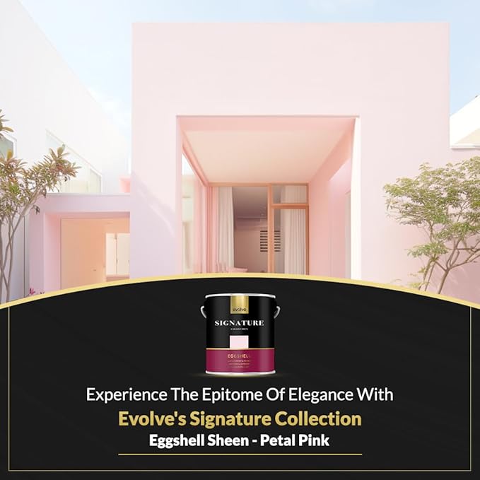 EVOLVE Signature Paint & Primer: Luxury Paint & Primer for Indoor & Outdoor Surfaces, Minimal Odor, Eggshell Sheen (Petal Pink, 1 Gallon)