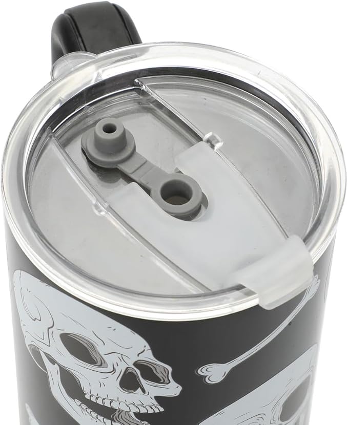 Bioworld Halloween Skulls & Bones 40 Oz Black Stainless Tumbler With Handle