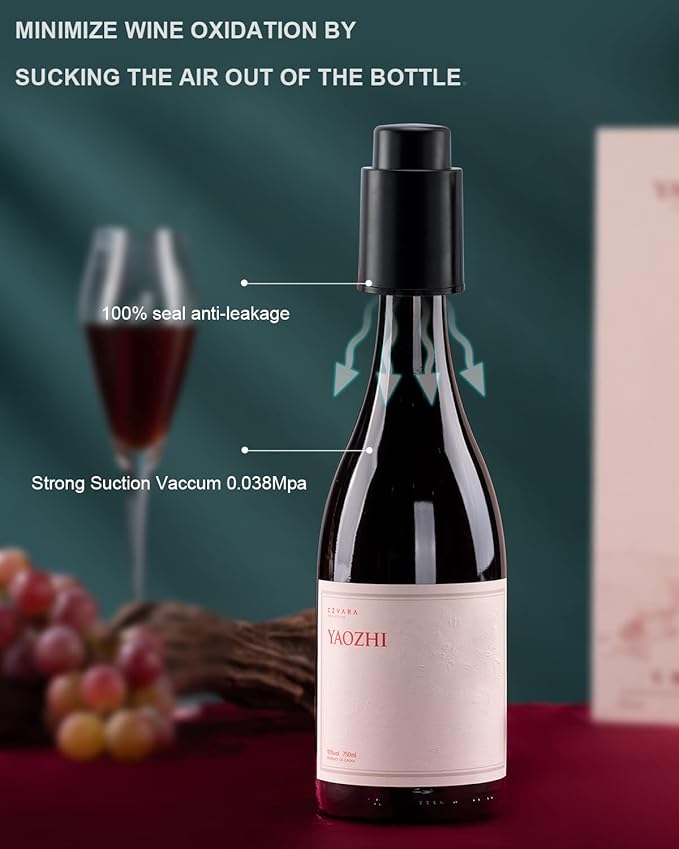 Wine Bottle Stopper, Vacuum Wine Bottle Stoppers, Reusable Wine Stoppers, Bottle Sealer Keeps Wine Fresh, 100% seal anti-leakage[2 PACK]…