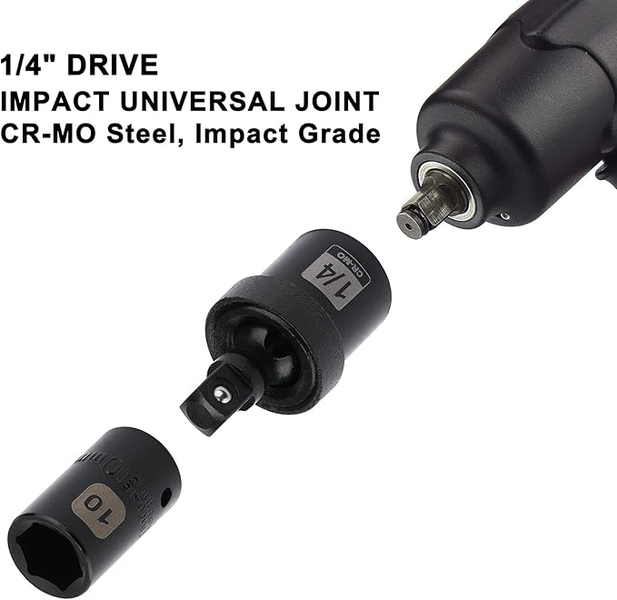 Mayouko 55PCS 1/4 Inch Drive Master Impact Socket Set, Metric/SAE, Deep/Shallow, 6 Point, CR-V, 5/32 Inch - 9/16 Inch, 4mm - 15mm, With Extensions,Adapters,Universal Joint
