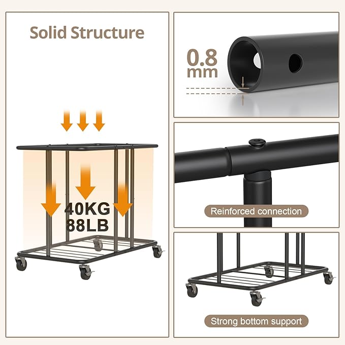 Laundry Hamper with Wheels, 2-Section 230L (61Gal) Large Capacity, Heavy-Duty Rolling Clothes Basket with Silent Rubber Casters & Detachable Oxford Bags for Home, Black, 31.5"Lx15.75W"x30.7"H
