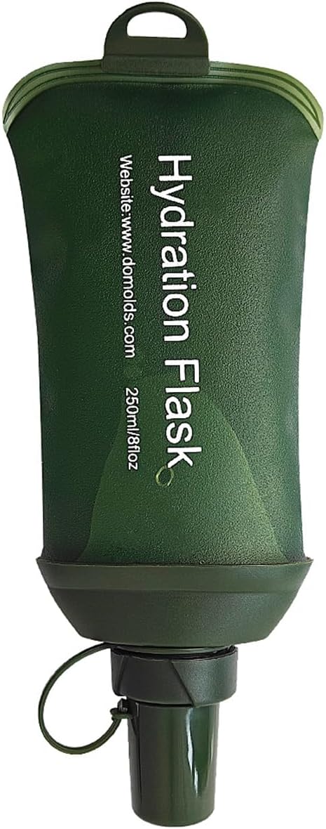 Green Soft Flask, TPU Foldable Running Hydration Flask, for Hydration Packs/Running Vests-Running, Hiking, Cycling Folding Bottle-8.5 oz (250 ml)