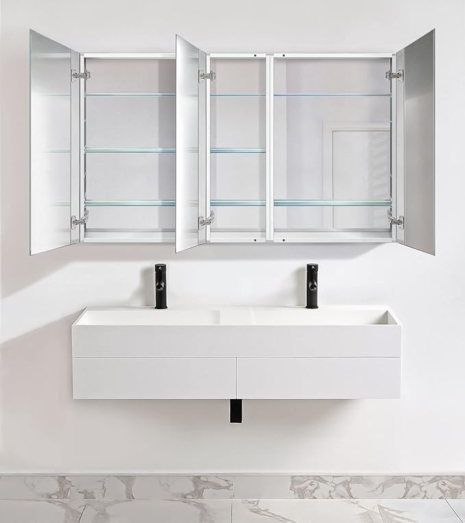 Krugg Medicine Cabinet | Recess or Surface Mount | Blum Hinge 170 Degree Soft Close| (60"x36")