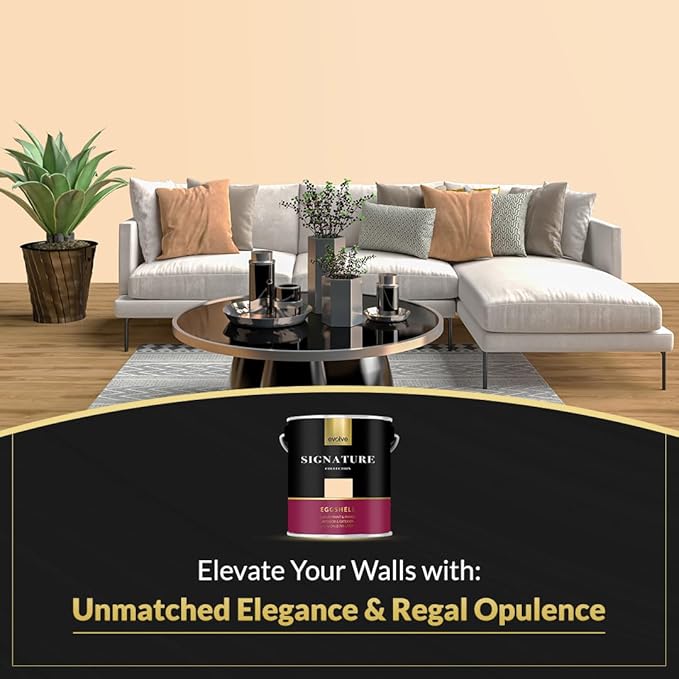 EVOLVE Signature Paint & Primer: Luxury Paint & Primer for Indoor & Outdoor Surfaces, Minimal Odor, Eggshell Sheen (Peach Cream, 1 Gallon)