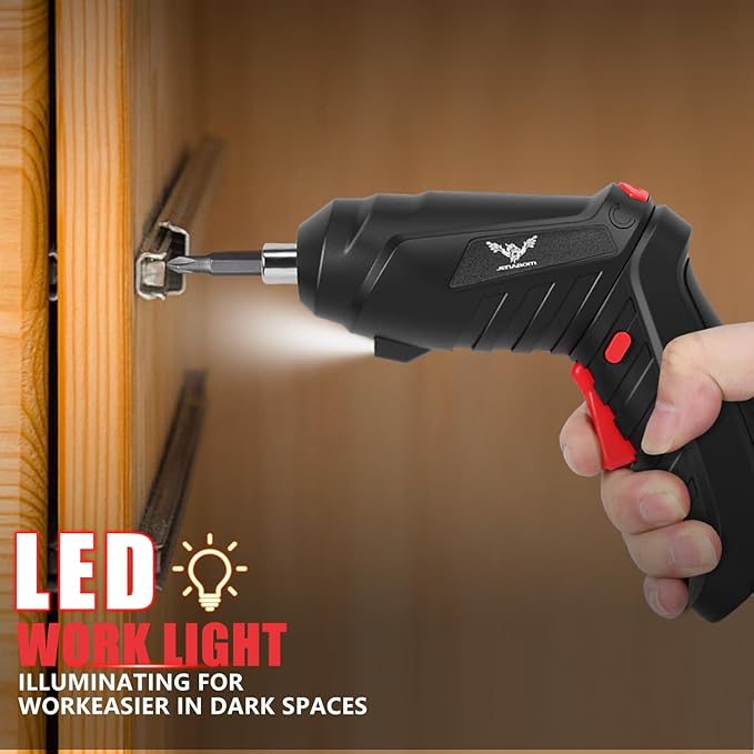 16 in 1 Electric Screwdriver Cordless Rechargeable Small Power Drill Set 3.6V Li-ion 3.5Nm Max Torque Electric Rotatable with LED Light Screwdriver for Home Office DIY Tools (Black)