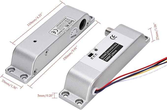 Electric Drop Bolt Lock with 4 Remote Controls Fail Secure Door Access Control Kit with Power Supply and Exit Button Easy DIY Install for Home/Office Security