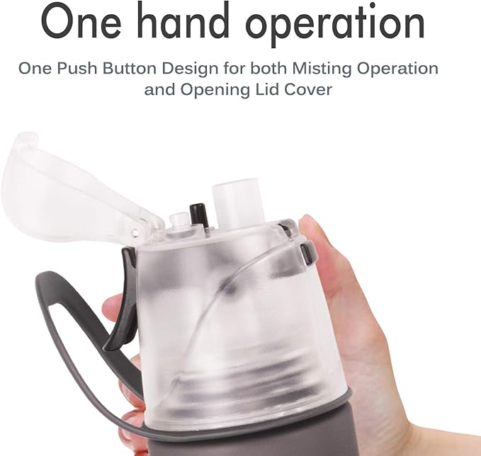 Misting Water Bottle, Spray Mist Sports Bottle for Outdoor Sport Hydration and Cooling Down, BPA-Free Misting Water Bottle with Unique Mist Lock Design (Black-16oz)