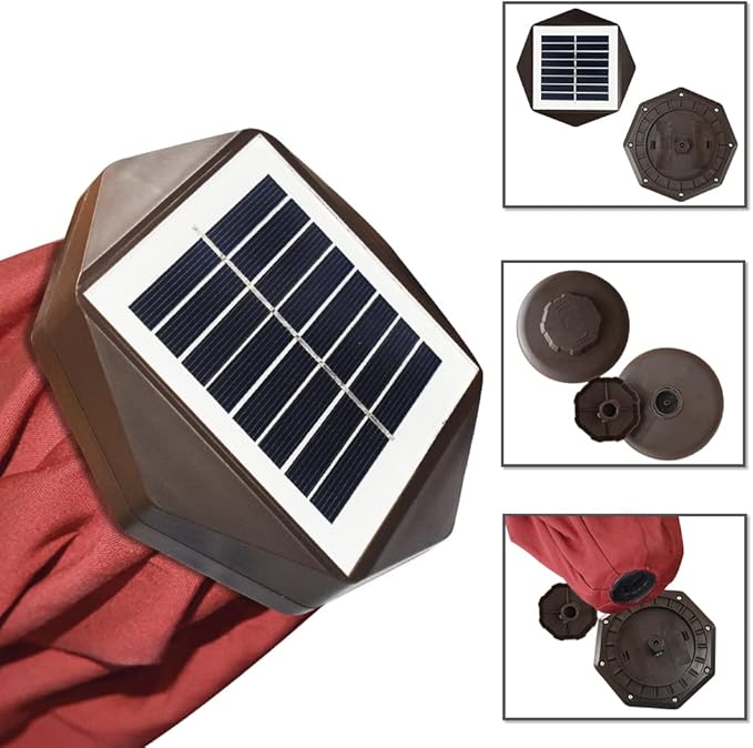 EliteShade USA 10-Year-Non-Fading Solar 9ft Market Umbrella with 80 LED Lights Patio Umbrellas Outdoor Table Umbrella with Ventilation, Burgundy