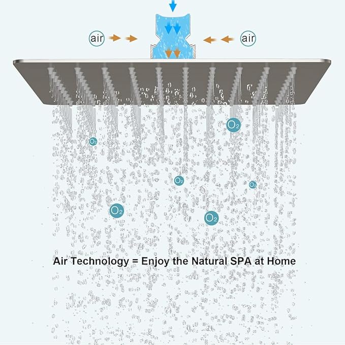 SR SUN RISE 8 Inches All Metal Square Shower System with Tub Spout, Tub Shower Faucet Set, High Pressure Rain Shower Head and Handheld Sprayer Shower Fixtues, Valve Included, Brushed Nickel