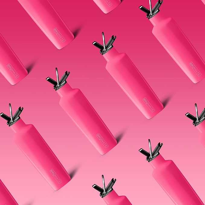 BrüMate ReHydration Mini Kids Water Bottle | 100% Leakproof Insulated Water Bottle for Kids with Straw | Stainless Steel Water Canteen | Perfect Kids Water Bottle for School | 16oz (Neon Pink)