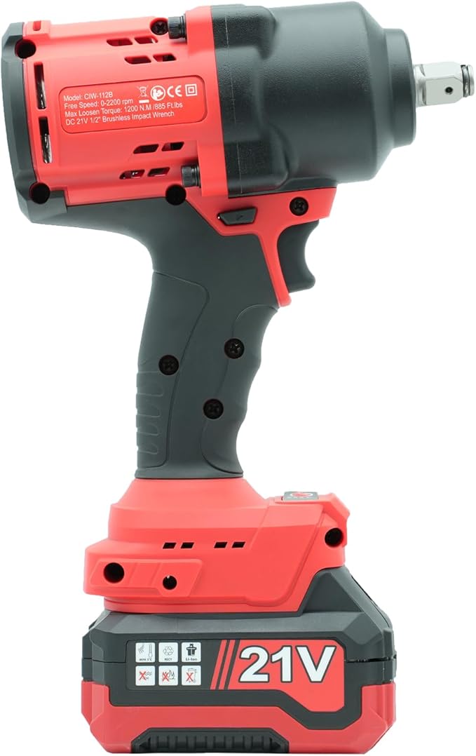 BESWELL® 1/2" High Torque Cordless Impact Wrench with Up to 885 Foot-Pounds of Real Max Loosen Power,4-Mode Speed Impact Driver,include 2X4.0AH 10C cells Battery,Charger,3pcs Deep Sockets &Carry Case