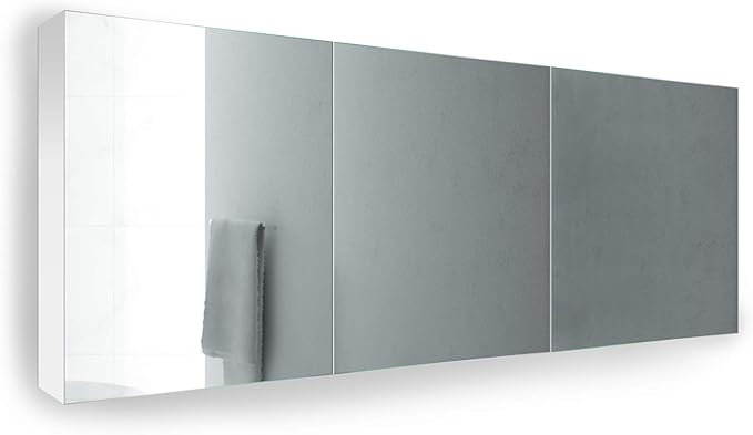 Krugg 72 Inch Tri-View Medicine Cabinet | Recess or Surface Mount | Blum Hinge 170 Degree Soft Close | (72"x30")