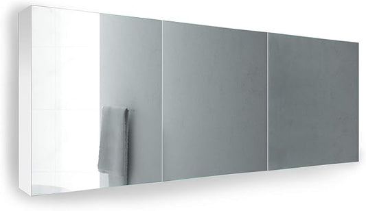 Krugg 72 Inch Tri-View Medicine Cabinet | Recess or Surface Mount | Blum Hinge 170 Degree Soft Close | (72"x30")