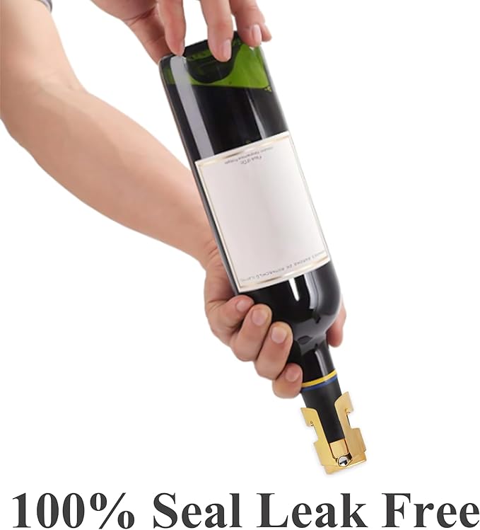 LIZIMANDU Champagne Stopper, Stainless Steel Bottle Plug Sealer for Sparkling Wine, Superior Leak,keeps Wine, Champagne, Prosecco, Cava, and Sparkling Wine fresh longer(1-Gold Splash Ink)