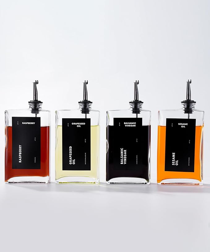 Olive Oil Dispenser for Kitchen, Cooking Oil and Vinegar Dispenser Set, Olive Oil Bottle, Soy sauce dispenser, coffee syrup bottles - 2 pcs, Black