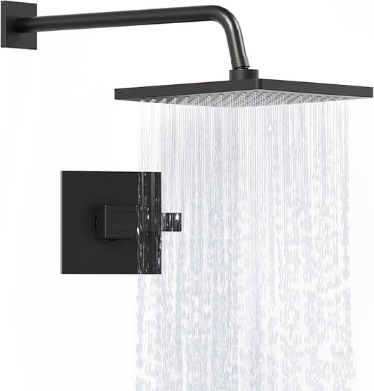 Replacement for Delta Faucet Shower Trim Kit 14 Series, Bathroom Shower Faucet Set with 10-Inch Matte Black Shower Head, 16-Inch Shower Arm Combo（Valve/Cartridge Not Included）