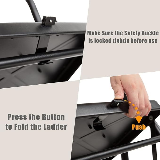 Wiberwi 3 Step Ladder Folding Step Stool for Adults with Top Handrail 330 Lbs Capacity, Lightweight & Portable Step 3 Stool Ladders with Wide Pedal for Home Kitchen Sturdy Steel Frame Black