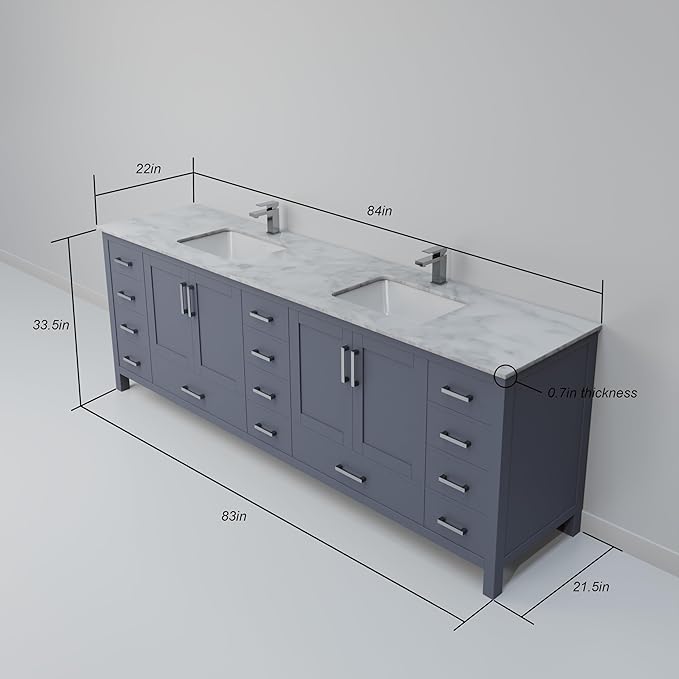 Big Sur 84 in. W X 22 in. D Dark Grey Double Bath Vanity Cabinet Without Countertop