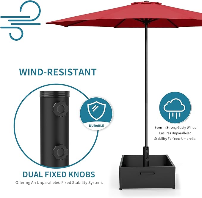 Heavy-Duty Umbrella Base with Wheels,150lb Capacity Fillable Planter Umbrella Stand, Rust-proof Steel Umbrella Holder with Handle & Anti-Collapse Pads, for Outdoor, Patio, Garden, Deck, Poolside, Lawn