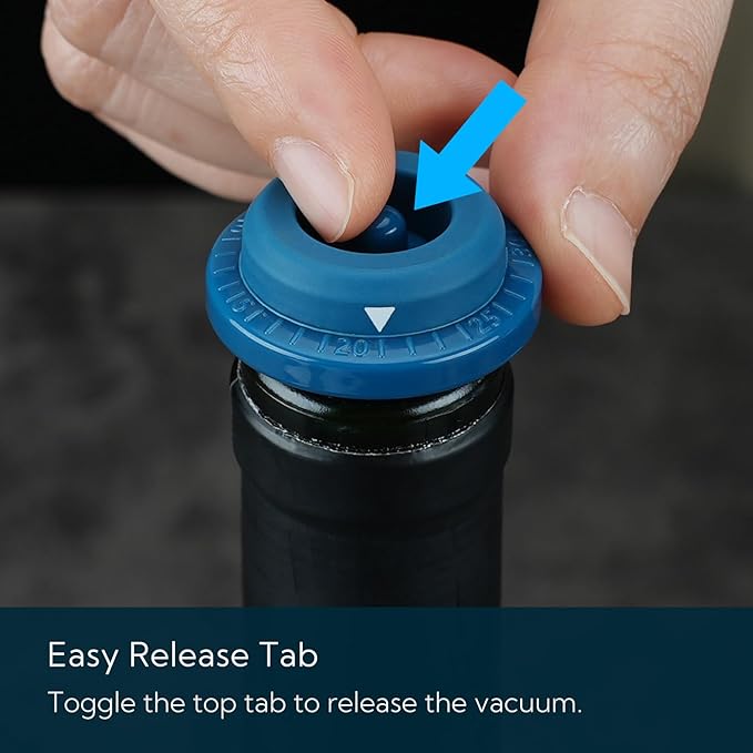 KITCHENDAO Wine Saver Vacuum Stoppers for Wine Bottles,Keep Wine Fresh for Up to a Week with Airtight Seal,Suitable for KITCHENDAO Wine Saver Pump,Set of 2 (Blue)
