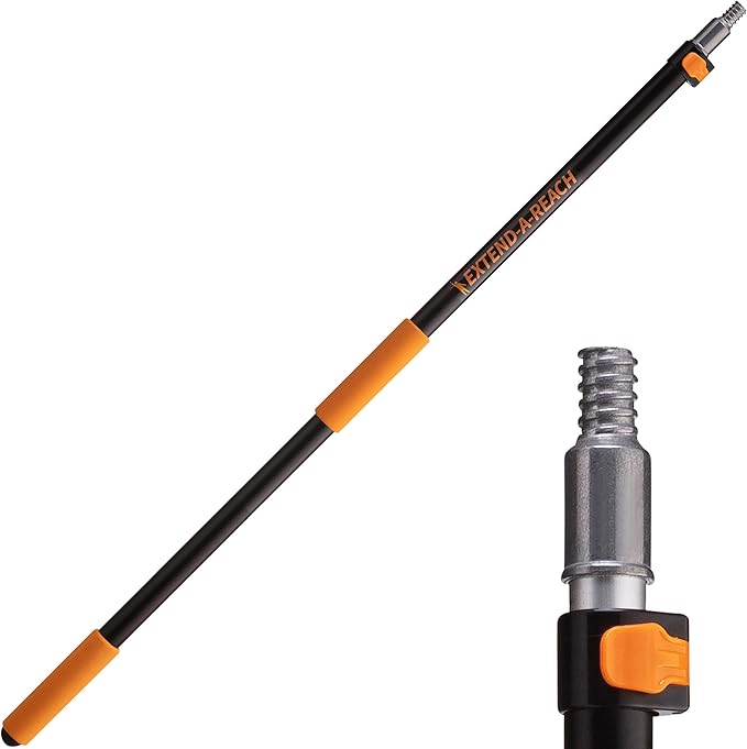 5-8 ft Long Telescopic Extension Pole // Multi-Purpose Extendable Pole with Universal Twist-on Metal Tip // Lightweight and Sturdy // Best for Painting, Dusting and Window Cleaning